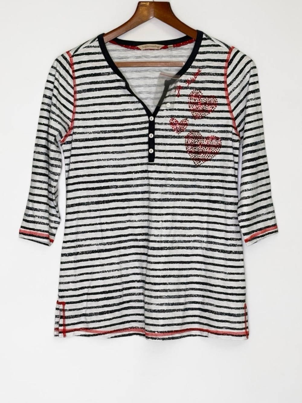 NEW Soft Surroundings Lots of Love Striped 3/4 SIv Je Taime Knit Tunic XS - Picture 3 of 10